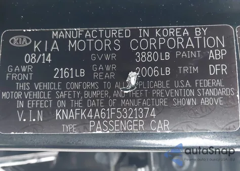 2015 Kia Forte Lx z USA, uszkodzony, nr VIN KNAFK4A61F5321374